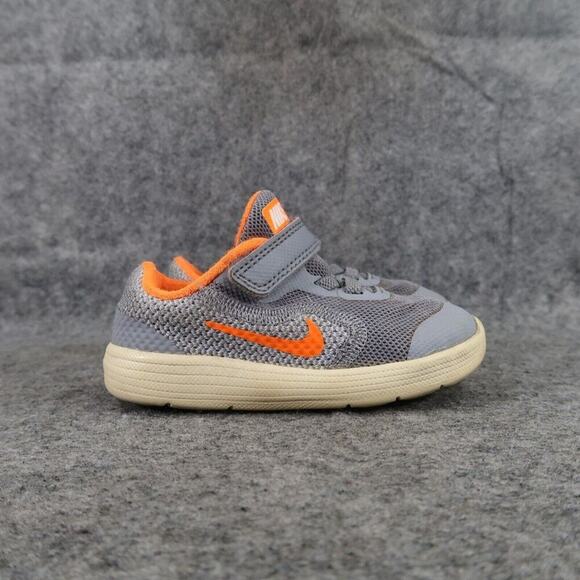Nike Shoes Baby Toddler 6 Sneaker Revolution 3 Trainer Active Casual Grey Orange - Picture 2 of 13